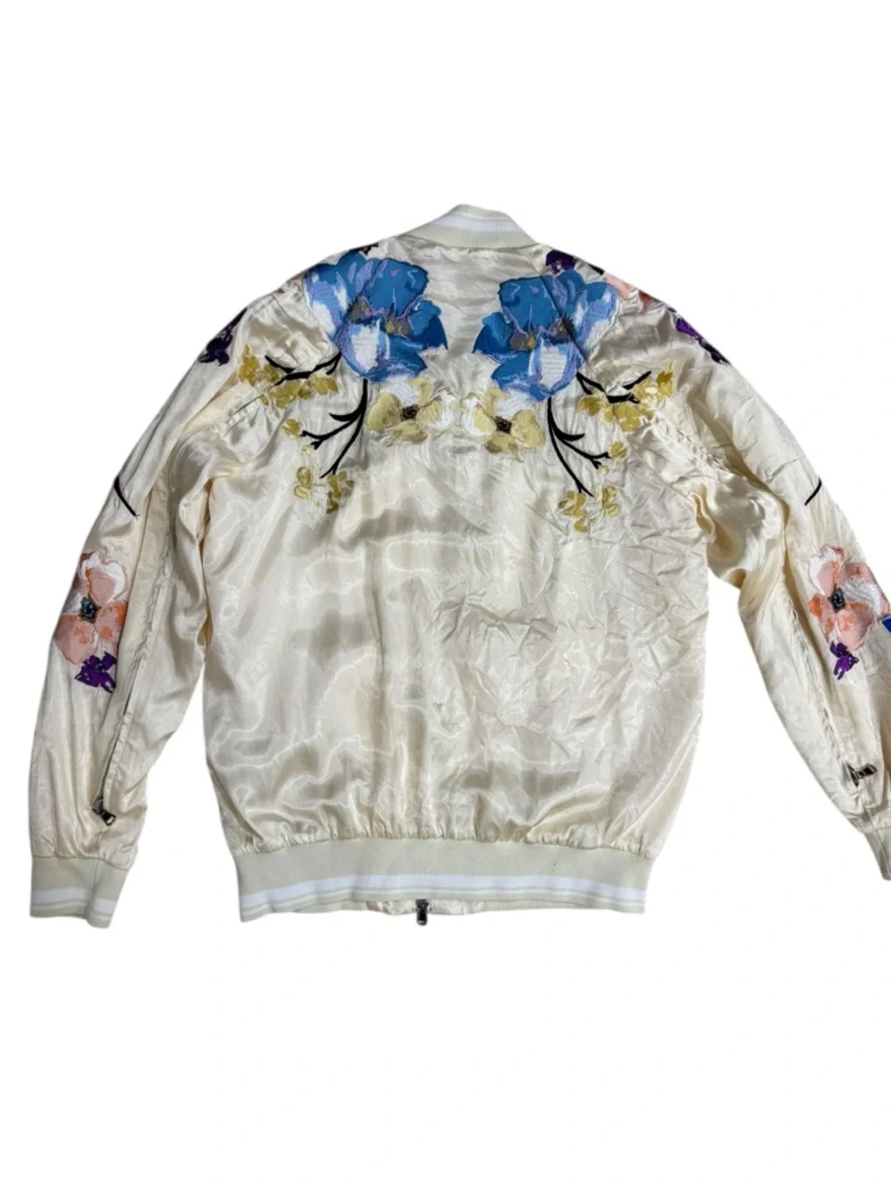3.1 Phillip Lim Women’s Embroidered Satin Floral Bomber Jacket Ivory XS - Picture 2 of 12
